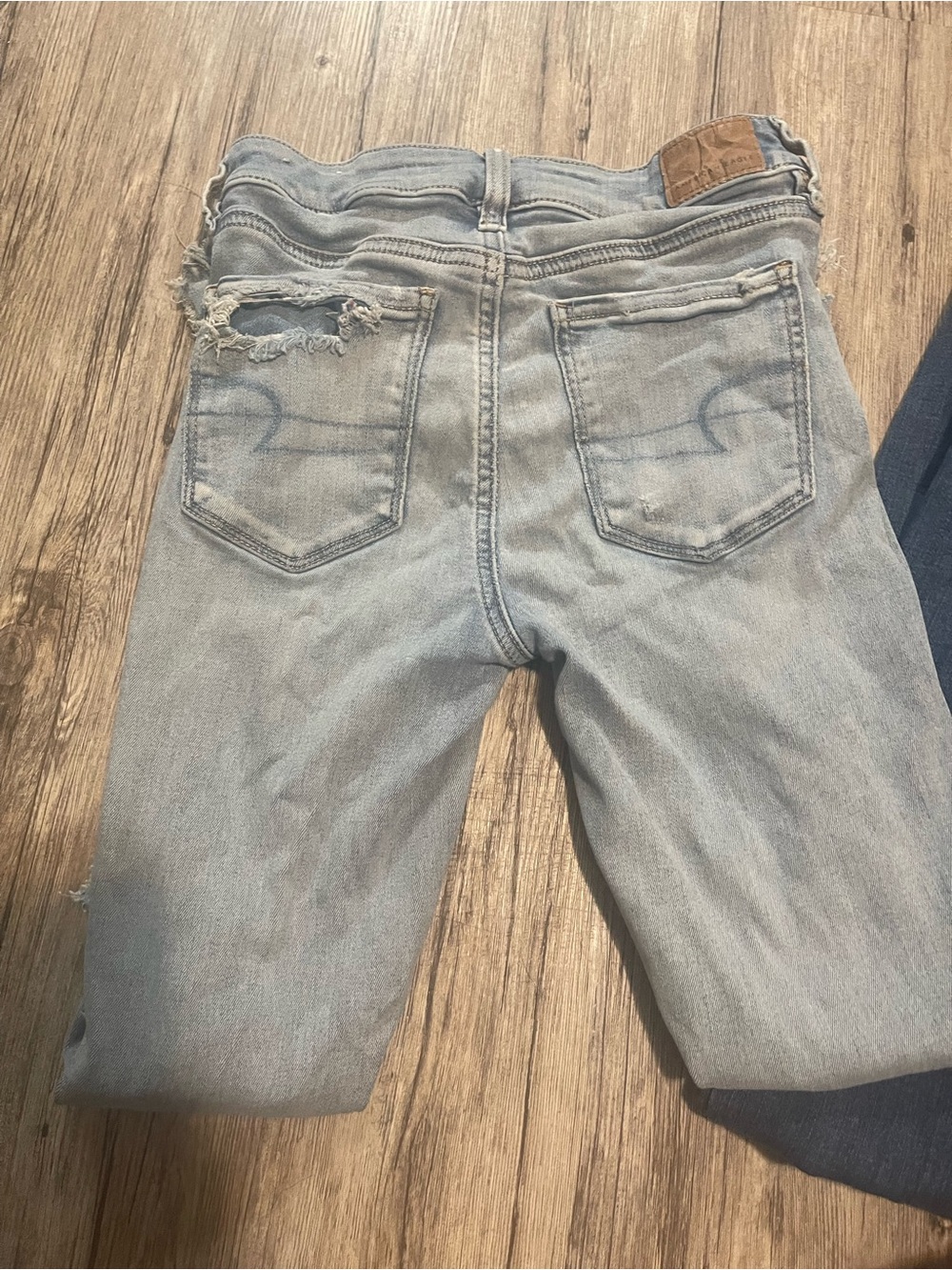 American Eagle Outfitters Ripped Skinny Jeans - Light Blue & Dark Blue - Picture 5 of 7